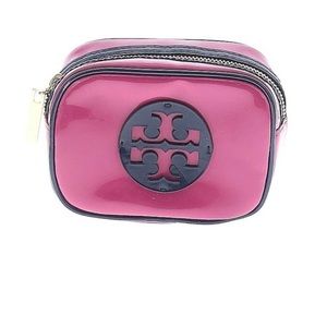 Tory Burch pink and blue makeup bag